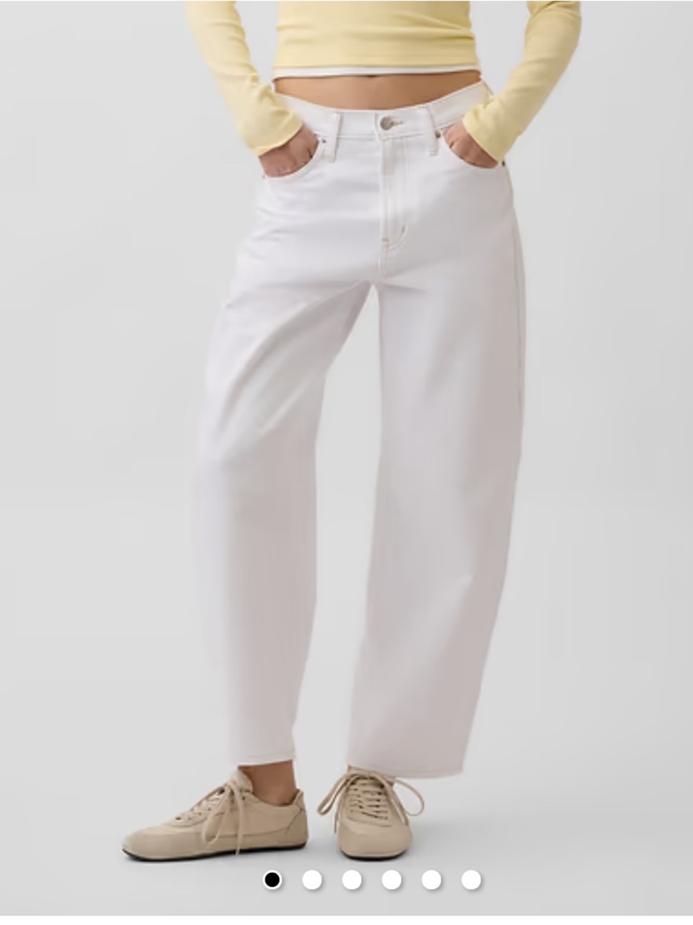GAP White High Rise Crop Barrel Jeans